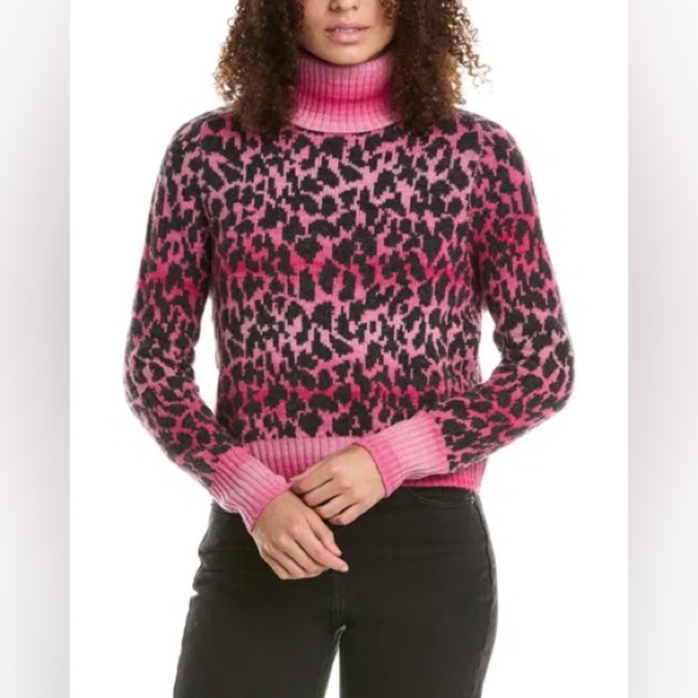 Autumn Cashmere Leopard Pink Turtleneck Cashmere Sweater Women’s size XS